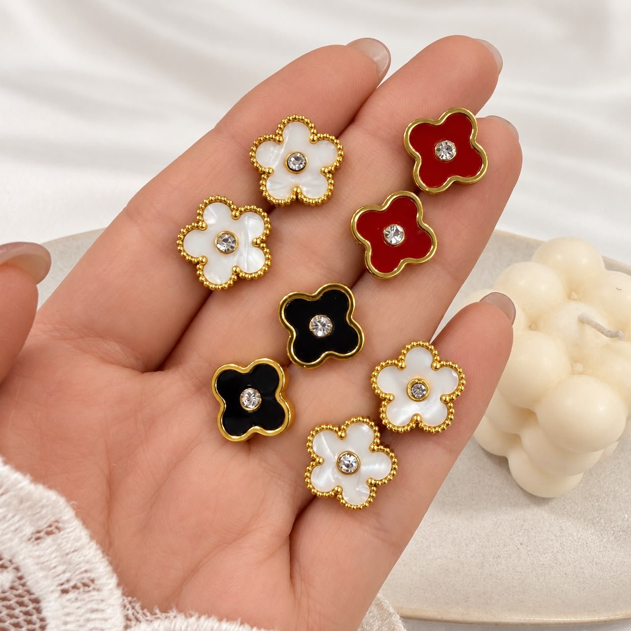 aros 0 set x 4 pares pasantes dorado mod K
