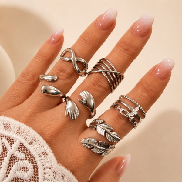 a kit x 6 anillos surtidos talles regulables modelo mix 2 a.q