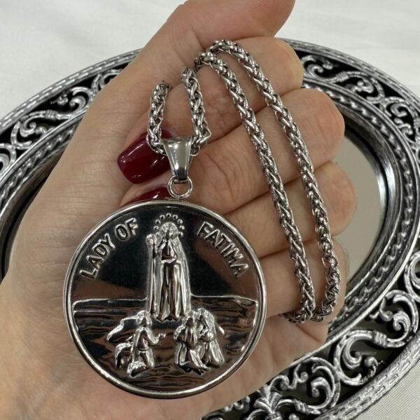 D conjunto medalla lady of fatima inflado grande a.q
