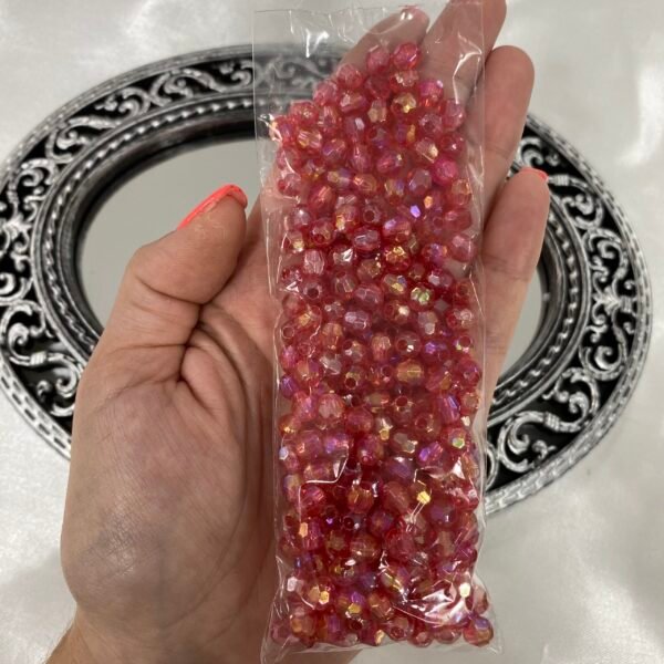 PACK x 20gr bolitas facetadas rojas tornasol