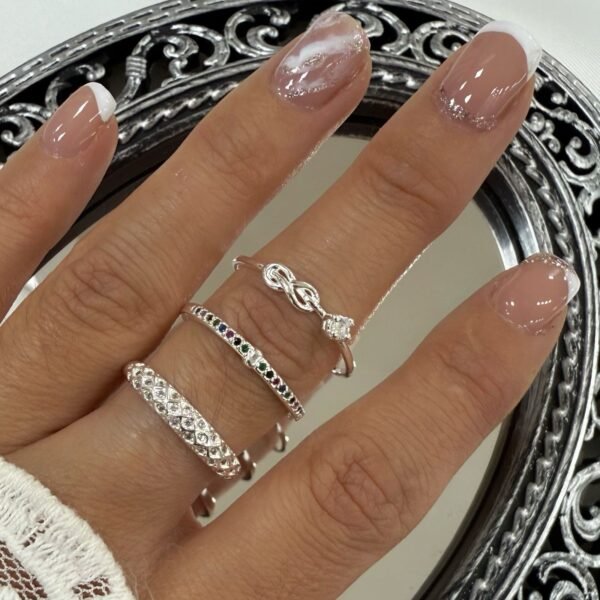 a a kit x 3 anillos plata mod Q