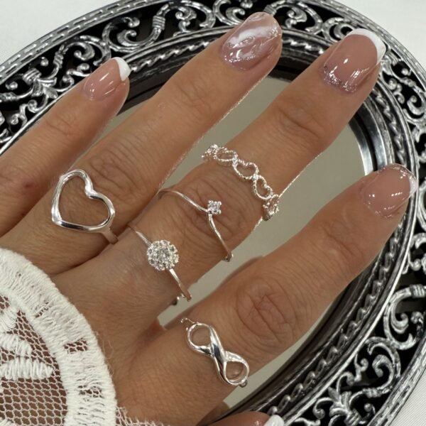 a a kit x 5 anillos plata mod H