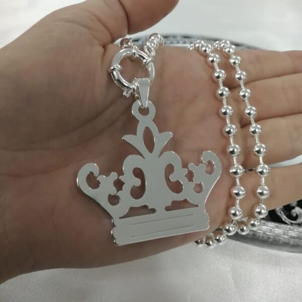 conjunto gargantilla bolitas con marinero y dije medalla corona
