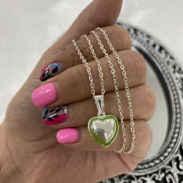 A Dije corazon plata 925 con cadena acero blanco de regalo - Image 3