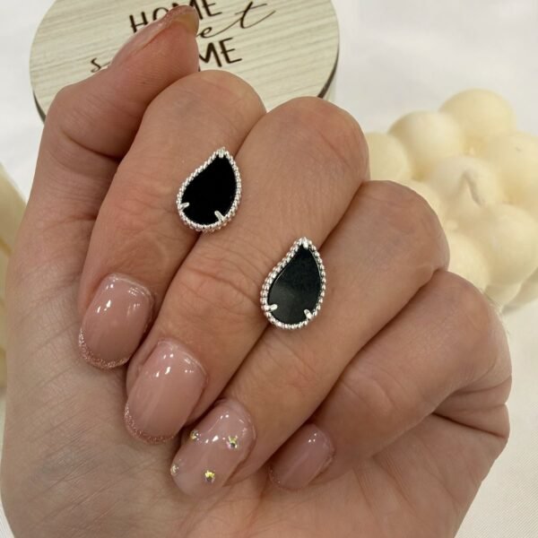 a aros forma gota nacar negro