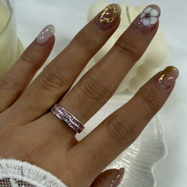 anillo medio sinfin doble rosa