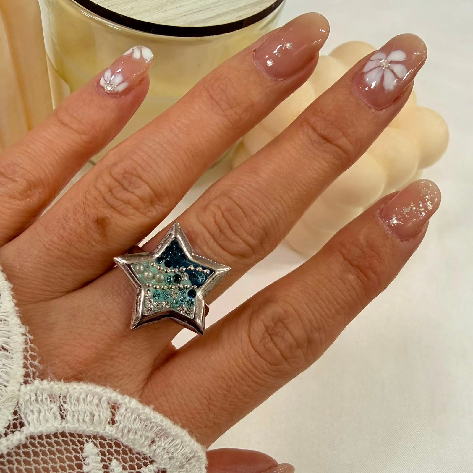 Anillo cubic estrella brillos mod 4