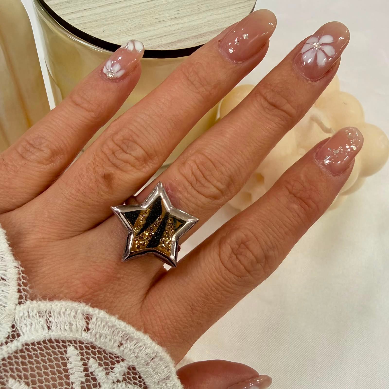 Anillo cubic estrella brillos mod 5