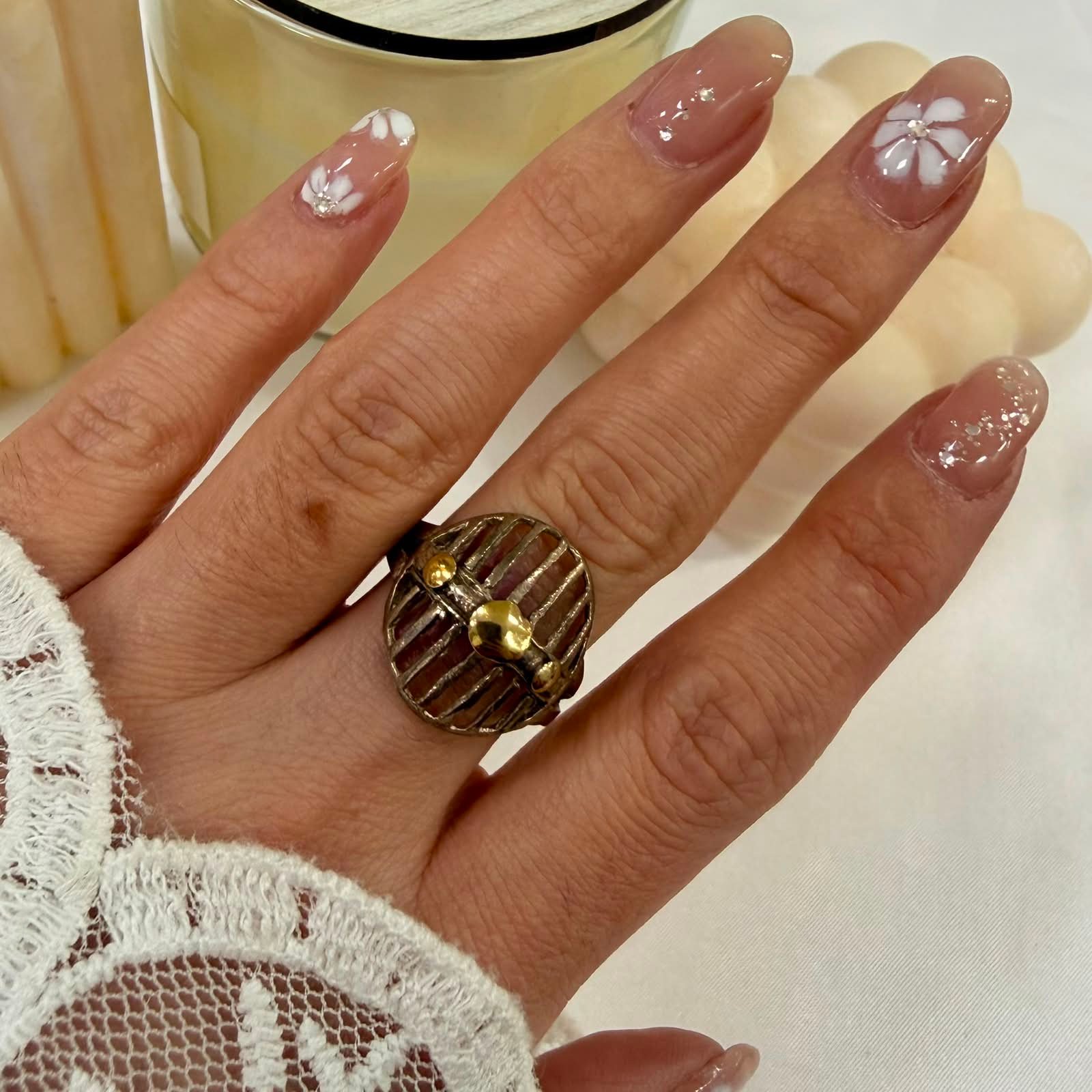 Anillo aleacion simil plata diseño