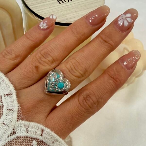 Anillo cubic corazon brillos
