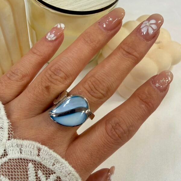 Anillo nacar gota turqueza