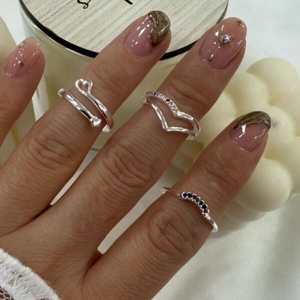 a a kit x 3 anillos falanges talle chico 12 plata mod 22