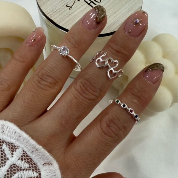 a a kit x 3 anillos falanges talle chico 12 plata mod 16