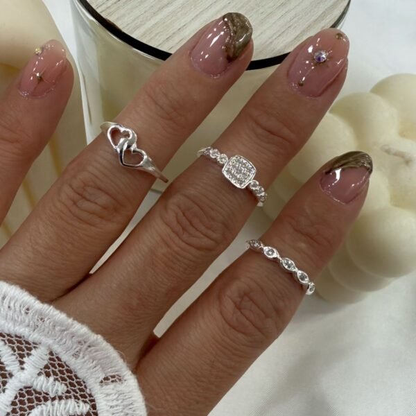 a a kit x 3 anillos falanges talle chico 12 plata mod 19