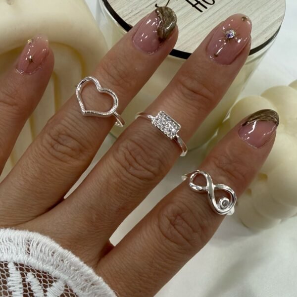 a a kit x 3 anillos falanges talle chico 12 plata mod 14