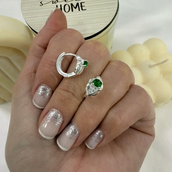 Argollas huggies cubic raiz esmeralda 4