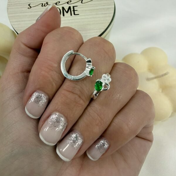 Argollas huggies cubic raiz esmeralda 3