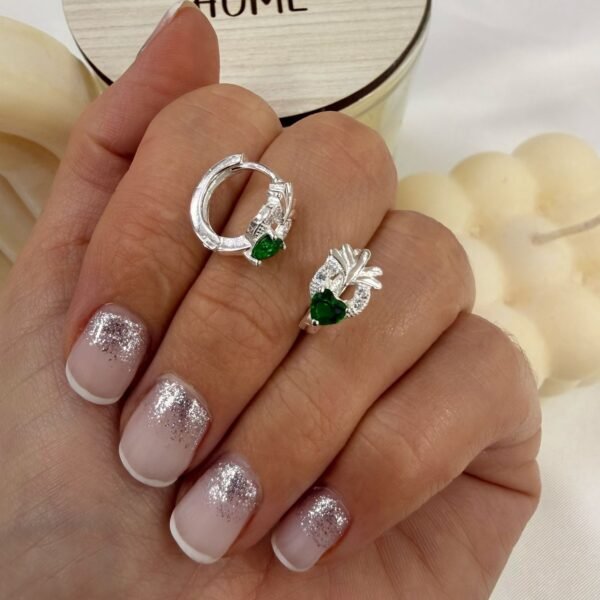 Argollas huggies cubic raiz esmeralda 1