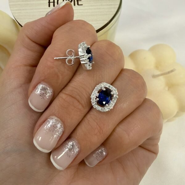 Aros pasantes cubic circon azul mod 9