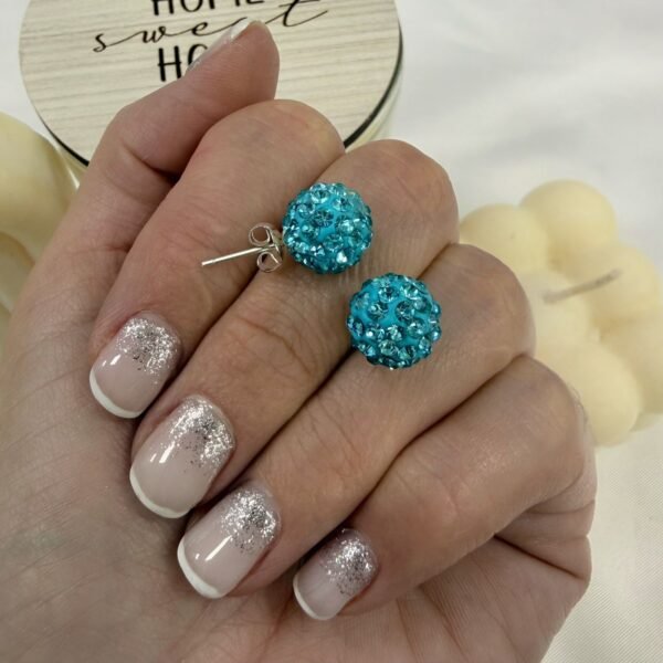 aros pasante bola de fuego turqueza 10mm