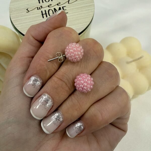 aros pasante microperla rosa 10mm