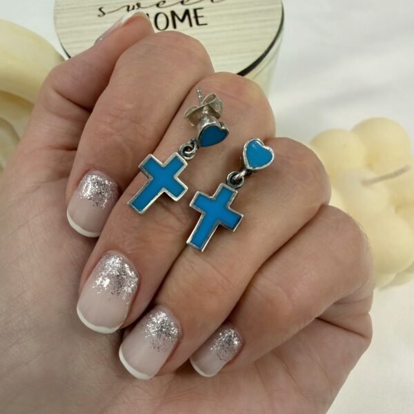 aros pasante con cruz turqueza