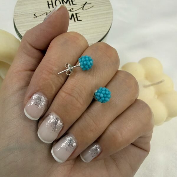 aros pasante microperla turqueza 6mm