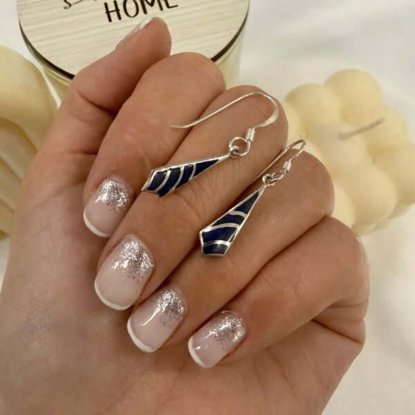 aros pasantes cierre H nacar azul