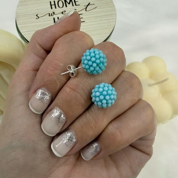 aros pasante microperla turqueza 10mm