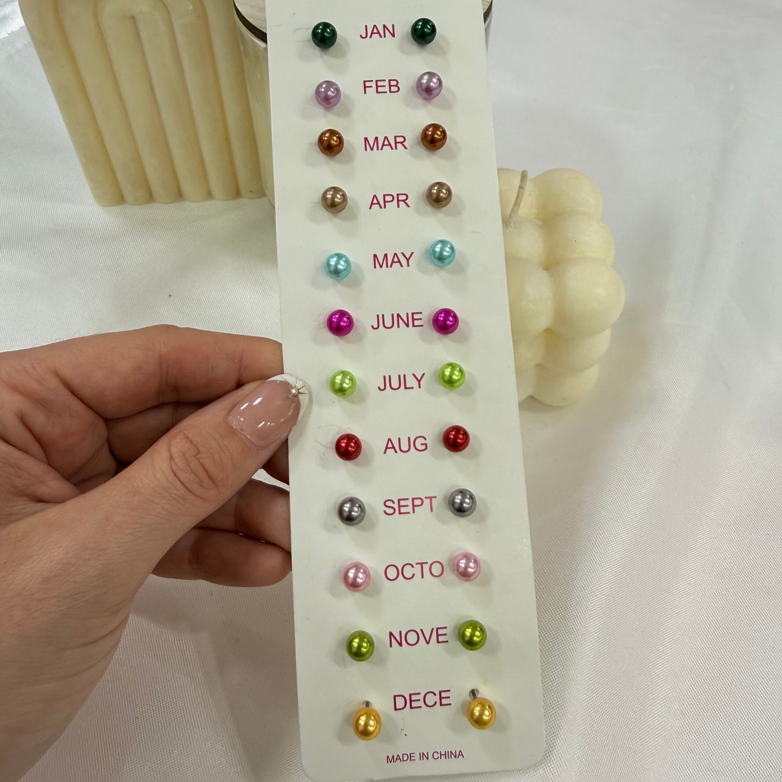 blister perlas x 12 pares colores