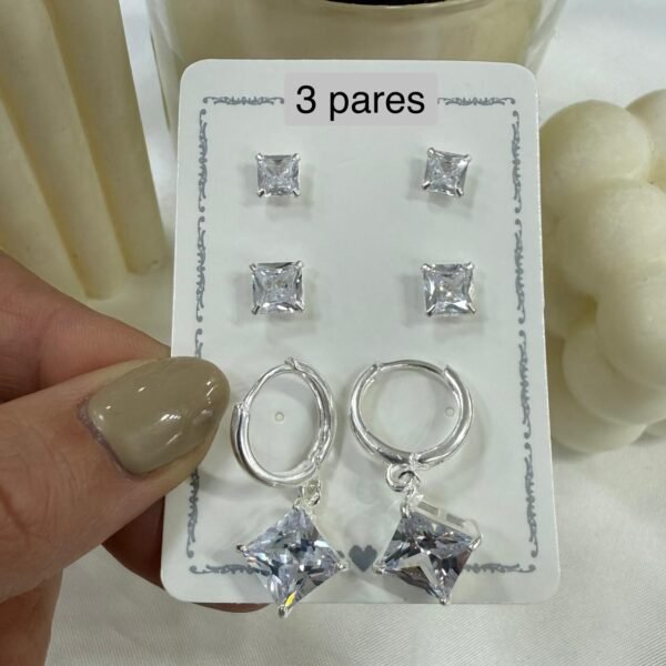 trios aros cubic zirconia mod 3 ( x 3 pares)