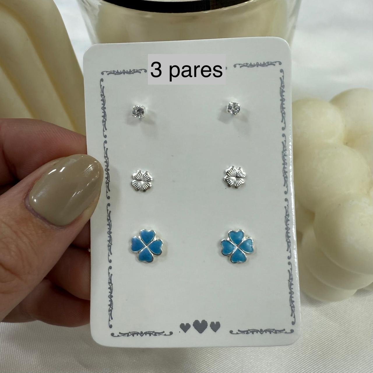 trios aros esmaltados mod G ( x 3 pares) colores varios - Image 2