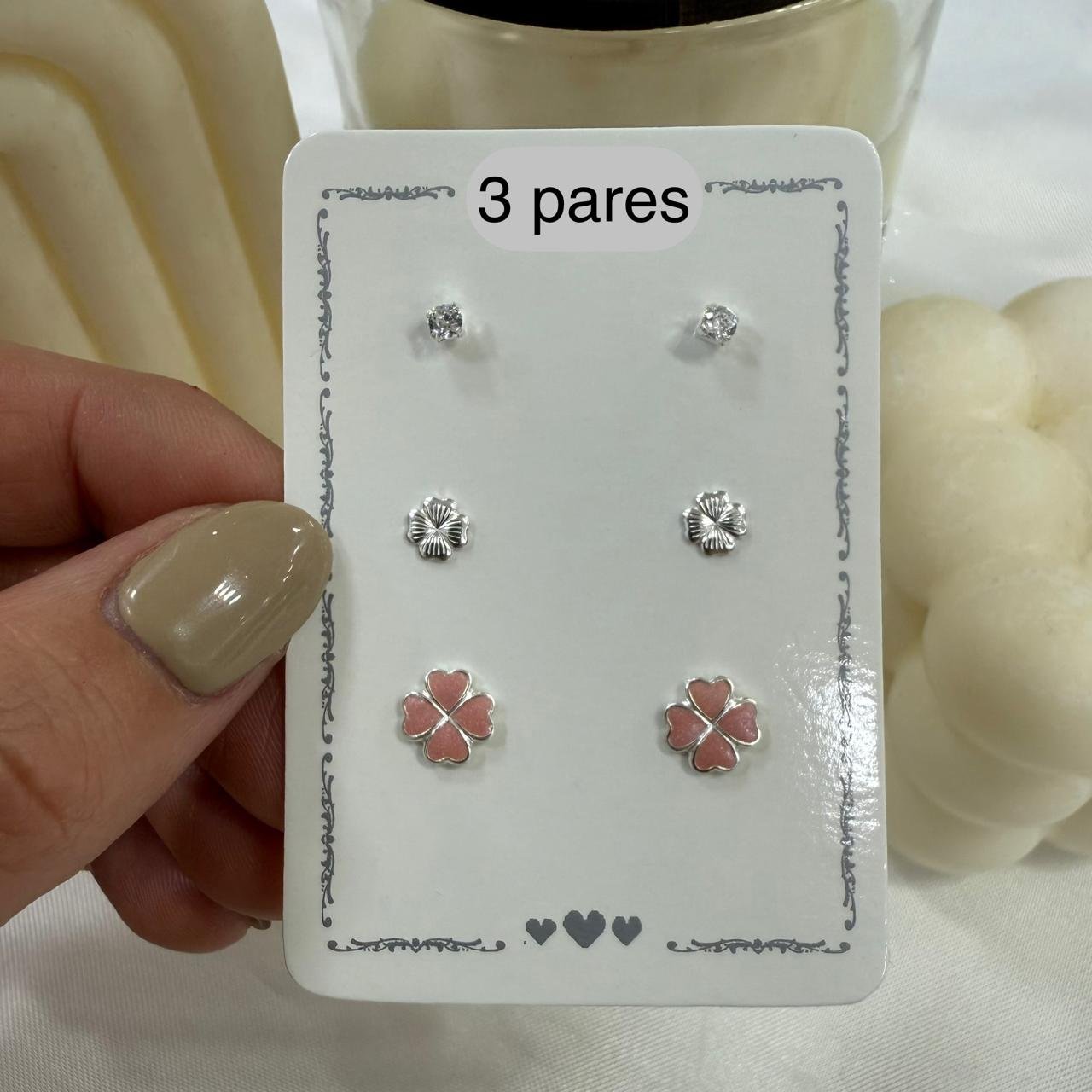 trios aros esmaltados mod G ( x 3 pares) colores varios