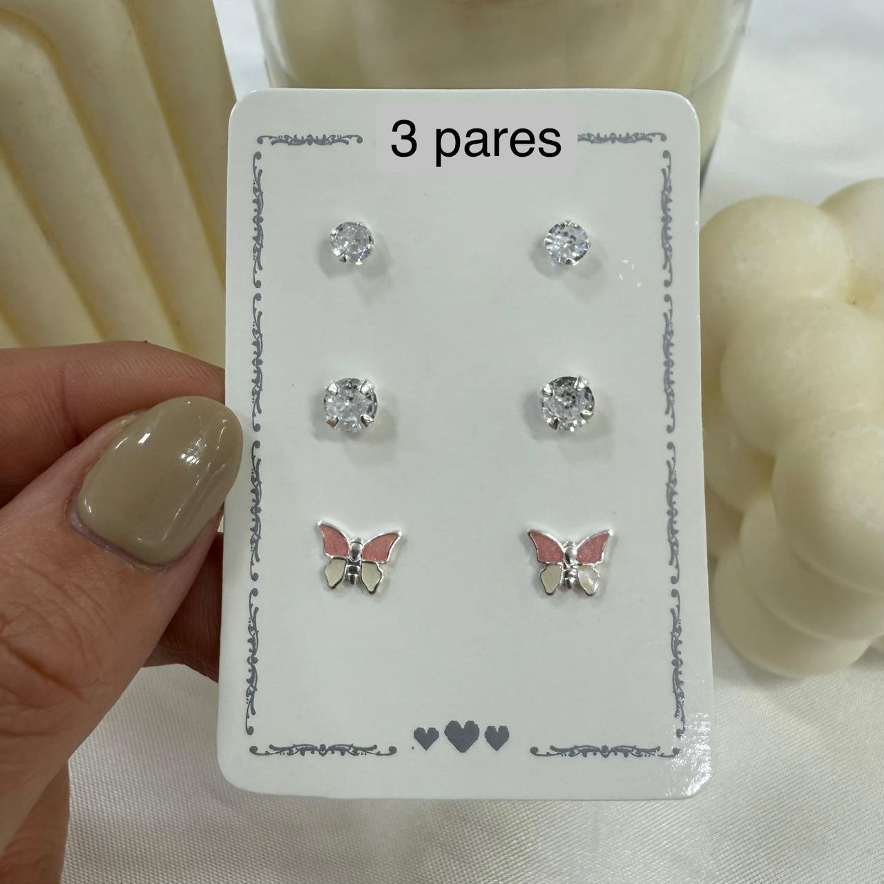 trios aros esmaltados mod H ( x 3 pares) colores varios