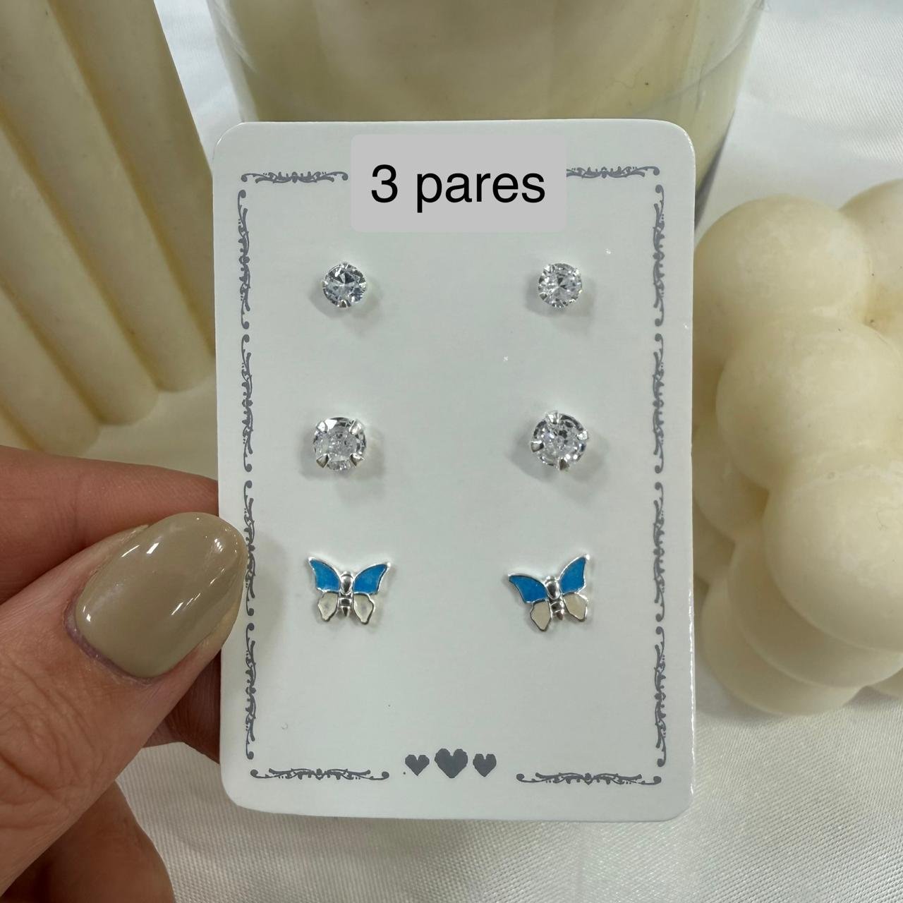 trios aros esmaltados mod H ( x 3 pares) colores varios - Image 2