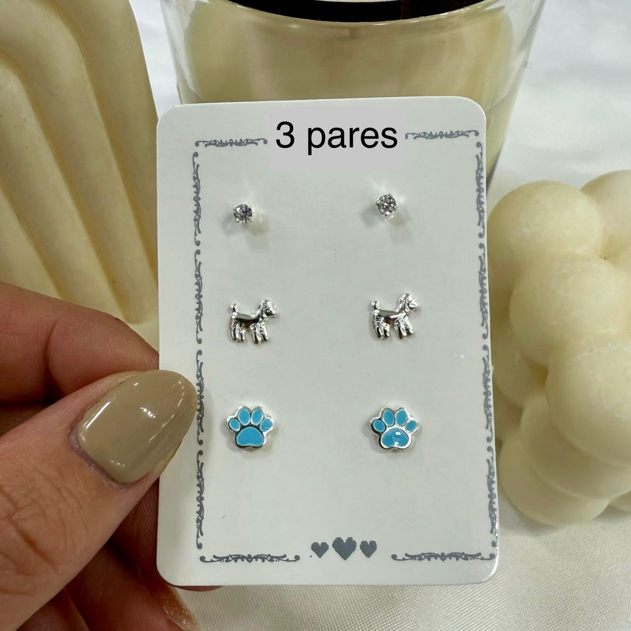 trios aros esmaltados mod I ( x 3 pares) colores varios - Image 2