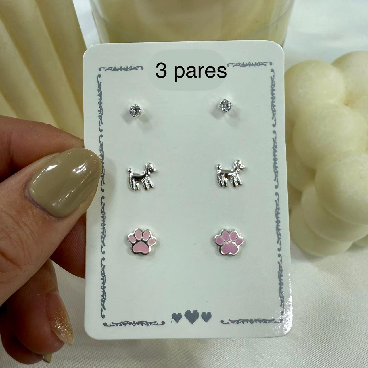 trios aros esmaltados mod I ( x 3 pares) colores varios