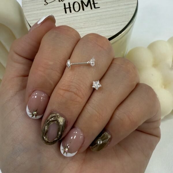 Aros Abridores cubic estrella 15 blanco