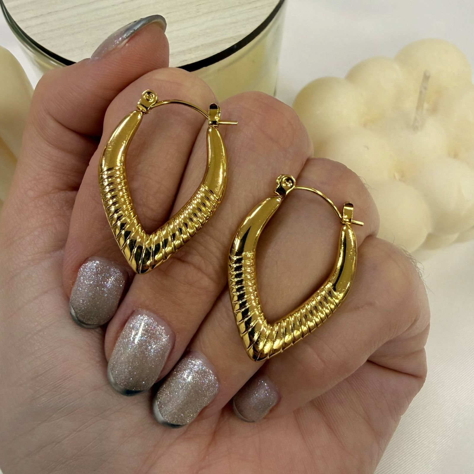 aros a argollas Acero dorado mod 22