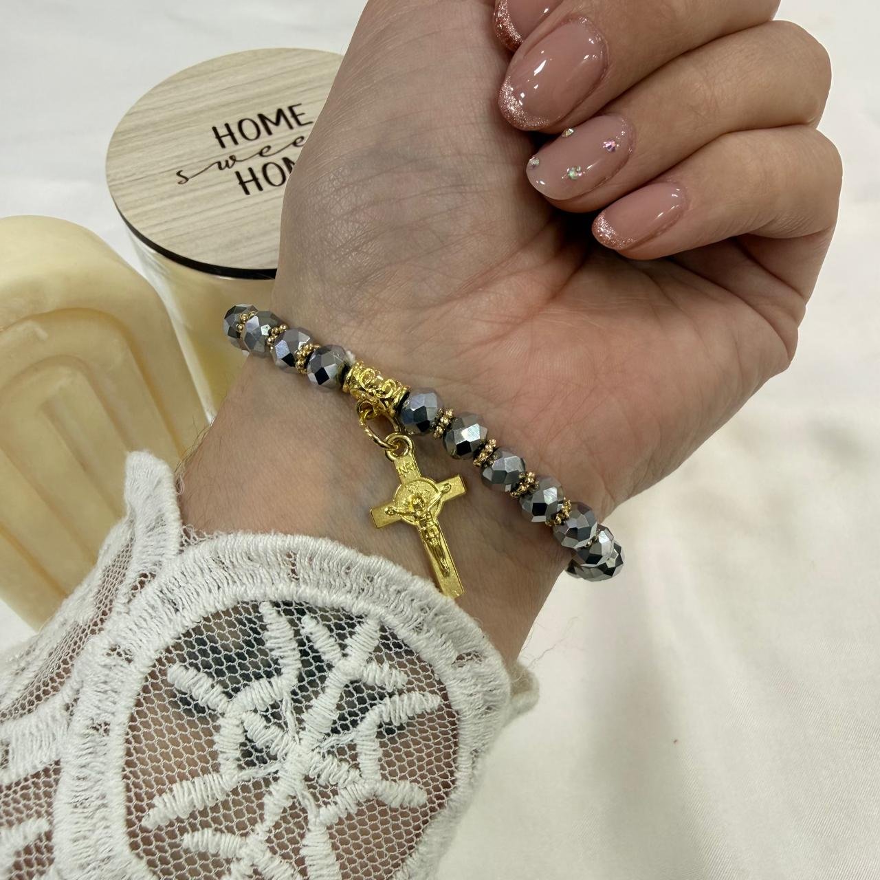 pulsera piedras facetadas extensibles colores cruz 2 - Image 7