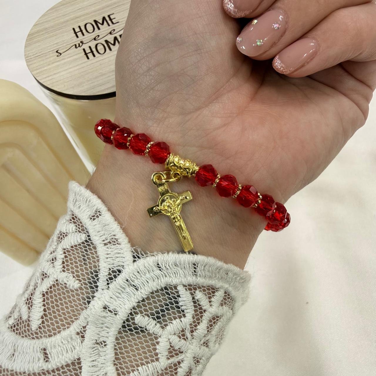 pulsera piedras facetadas extensibles colores cruz 2 - Image 2