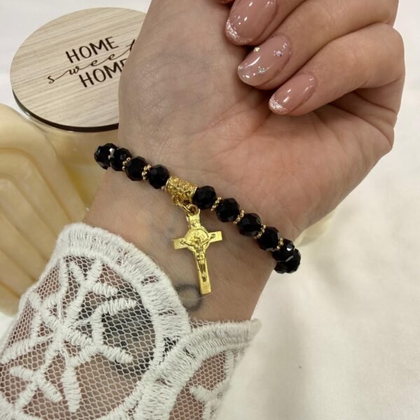 pulsera piedras facetadas extensibles colores  cruz 2