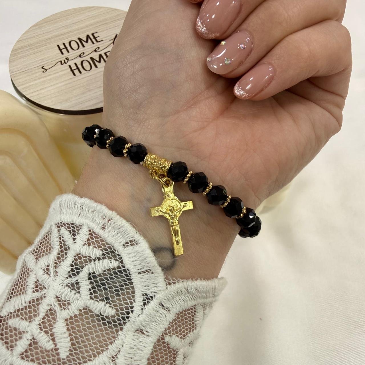 pulsera piedras facetadas extensibles colores cruz 2