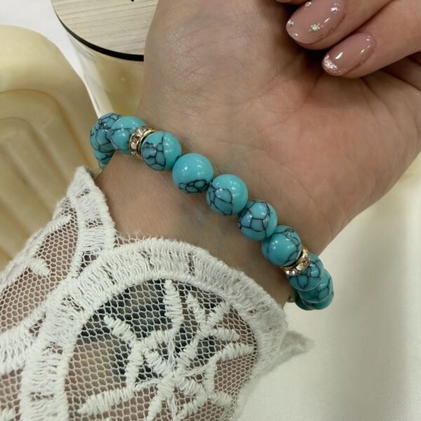 pulsera piedras marmoladas turqueza extensible