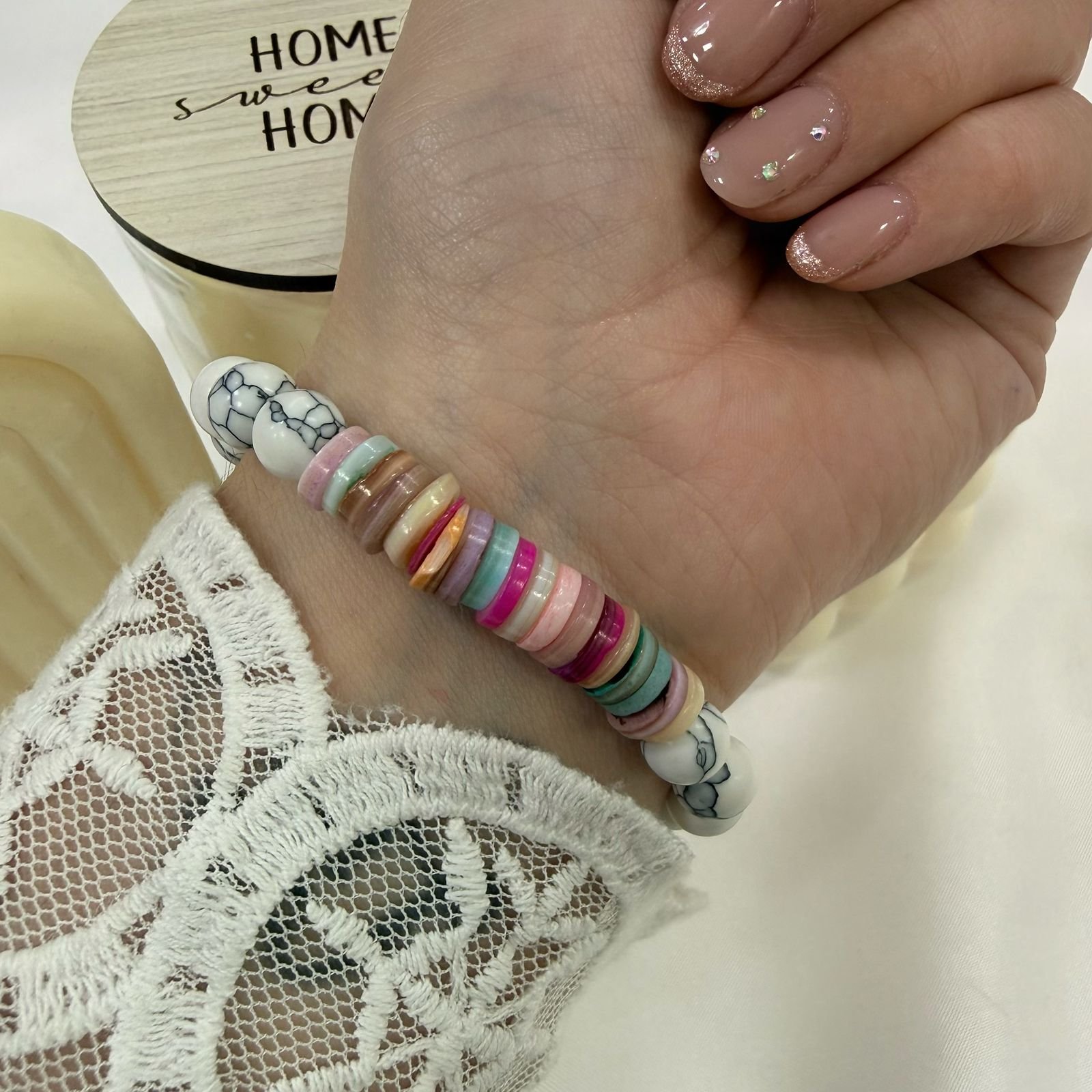 pulsera piedras marmoladas diseño colores - Image 4