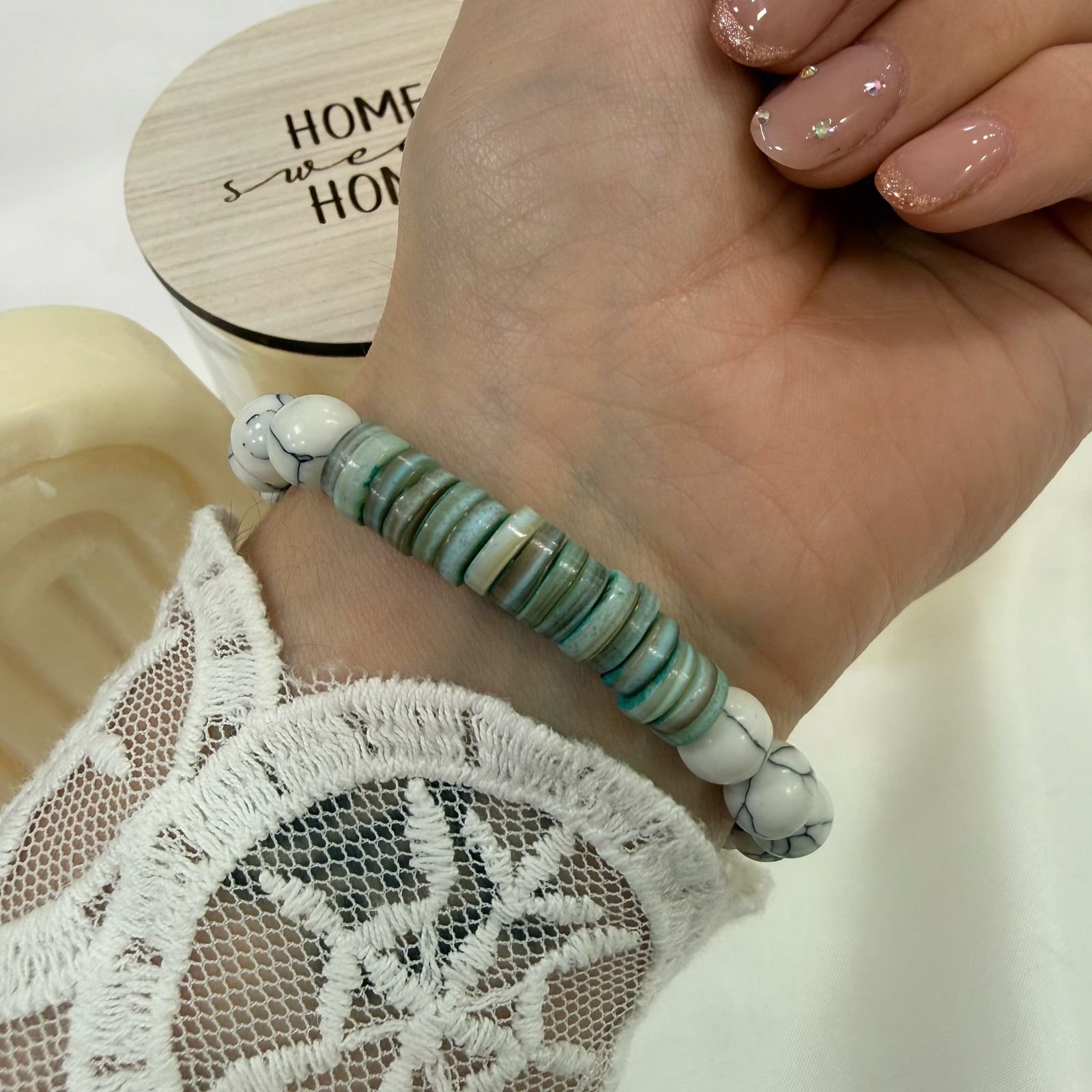 pulsera piedras marmoladas diseño colores - Image 5