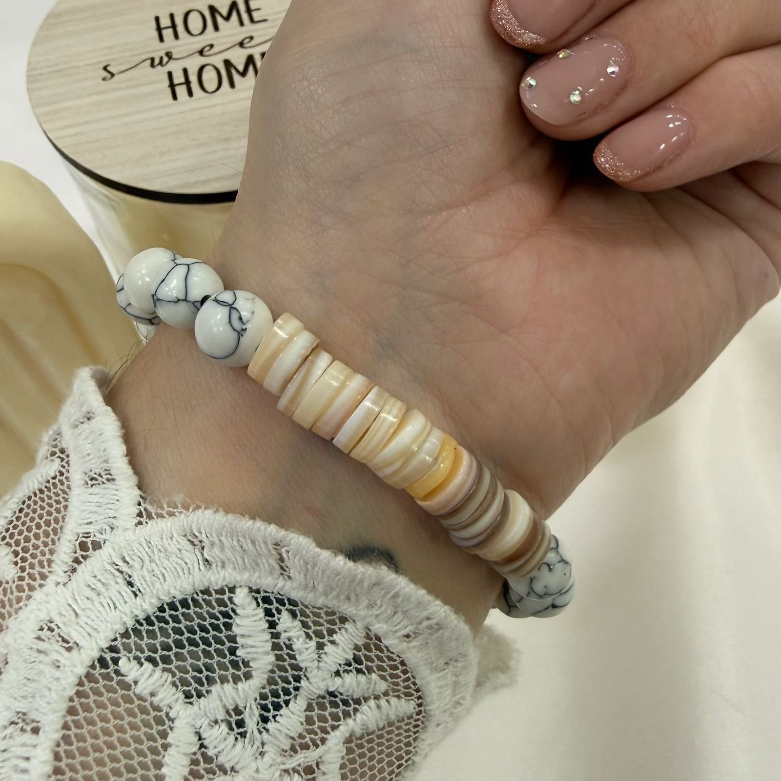 pulsera piedras marmoladas diseño colores