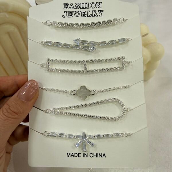 Alternative view of carton x 5 pulseras plateadas zircones mod 11