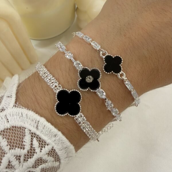 carton x 3 pulseras plateadas zircones mod 1