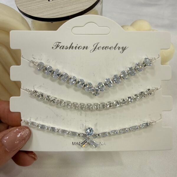 Alternative view of carton x 3 pulseras plateadas zircones mod 2